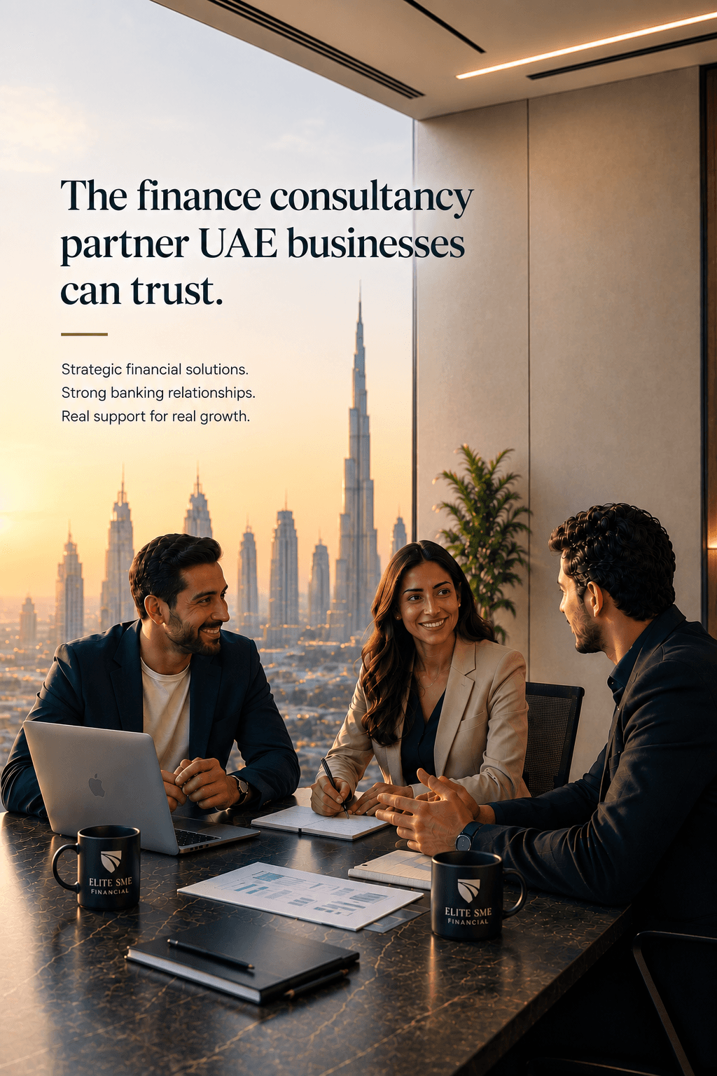 UAE business professional in a modern office setting